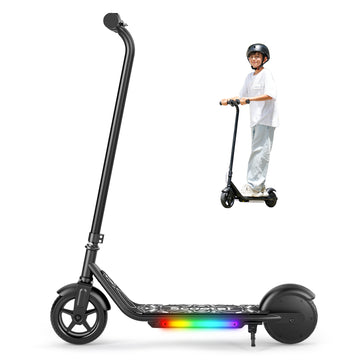 Electric Scooter for Kids, 150W Motor, Simple One-Button Control, 2 Safe Speeds (6/10 MPH), Colorful Lights, Magnetic Charging, Dual Brake System, Ideal Presents for Boys & Girls